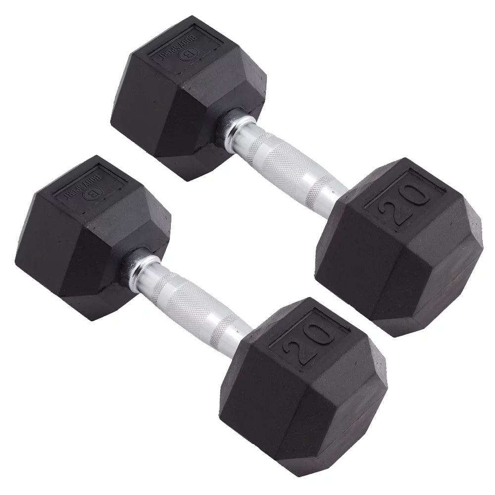 Rubber Encased Hex Dumbbell Set of Two 20 Pounds T1659