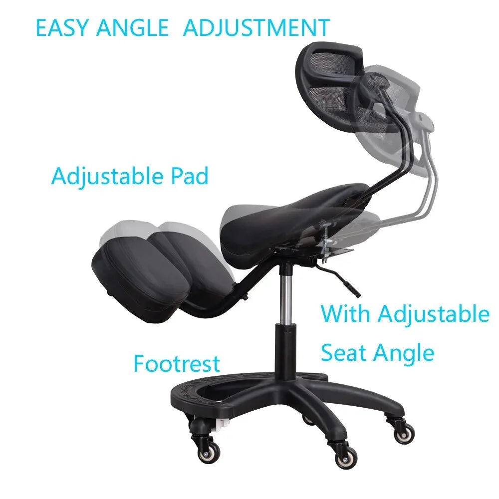 Kneeling Chair with Wheels and Back Support Y3388