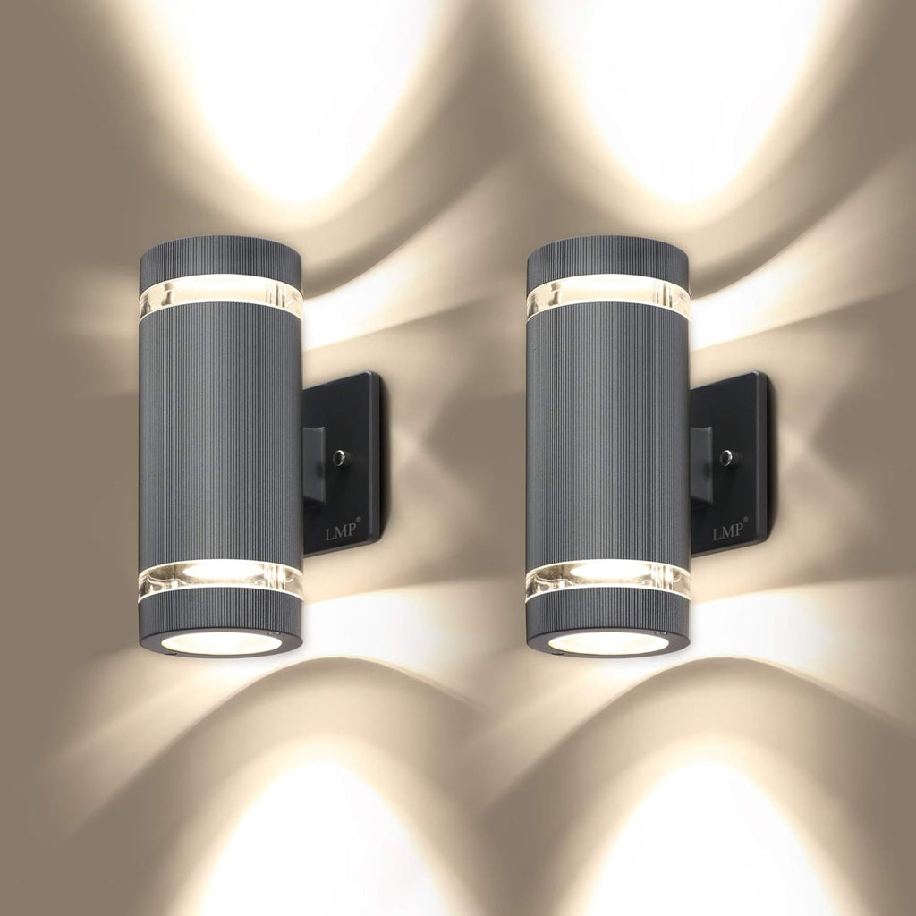 2 Pack LED Up and Down Outdoor Wall Lights Aluminum Waterproof 3000k 5W C1786