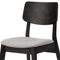 Black Wood Chair with Light Grey Fabric Seat, Set of 2 O382535