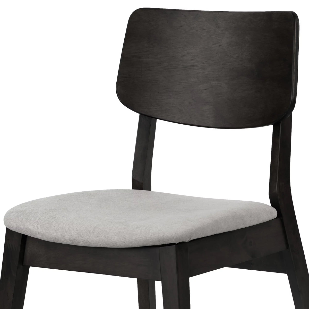Black Wood Chair with Light Grey Fabric Seat, Set of 2 O382535