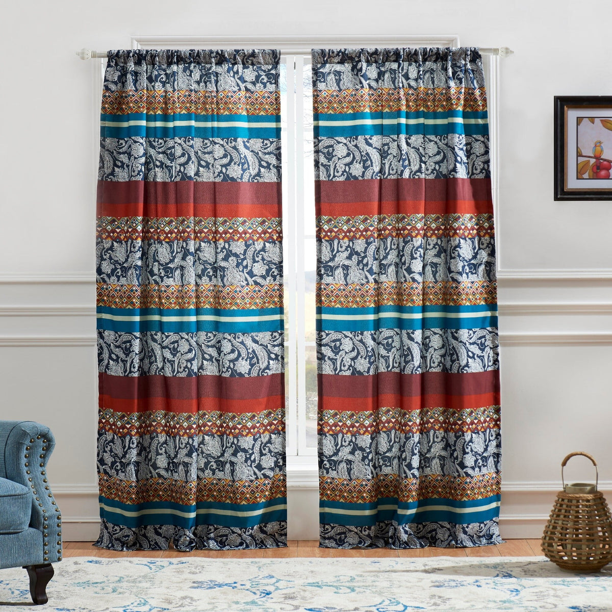 Boho Curtain Panels Set of 2 84x84 inches E74778