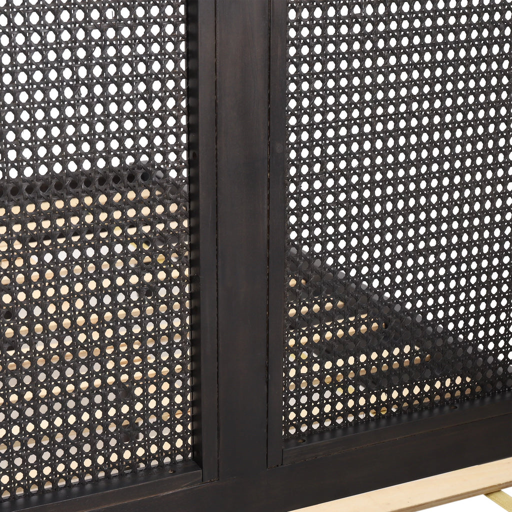 Acacia Wood and Rattan Queen Bed L424