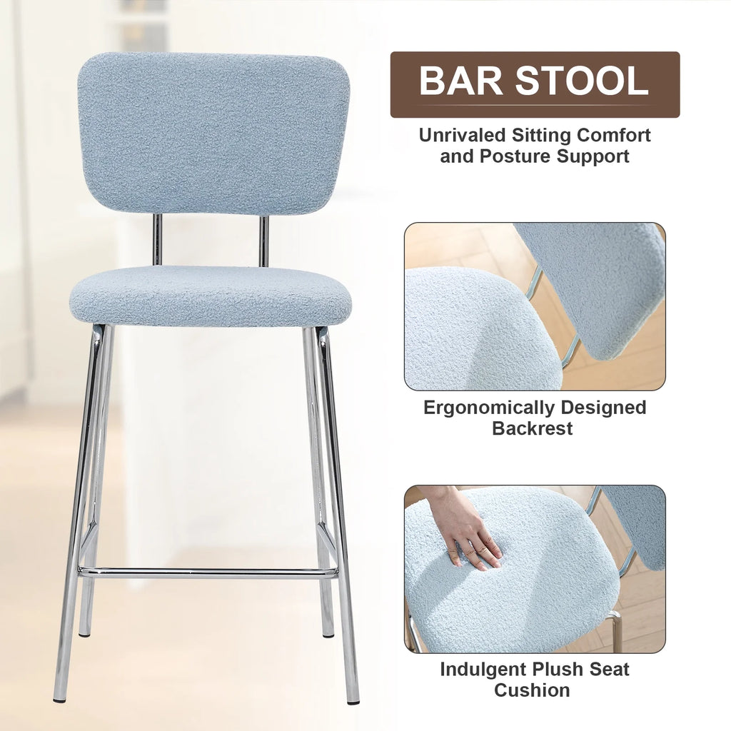 Blue Boucle 24in Counter Height Bar Stools Set of 2 Z874