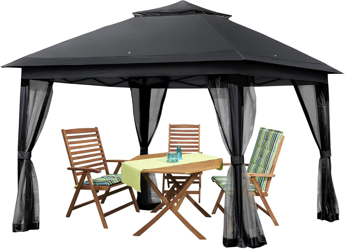 11x11 Grey Outdoor Pop up Gazebo with Mosquito Netting U650