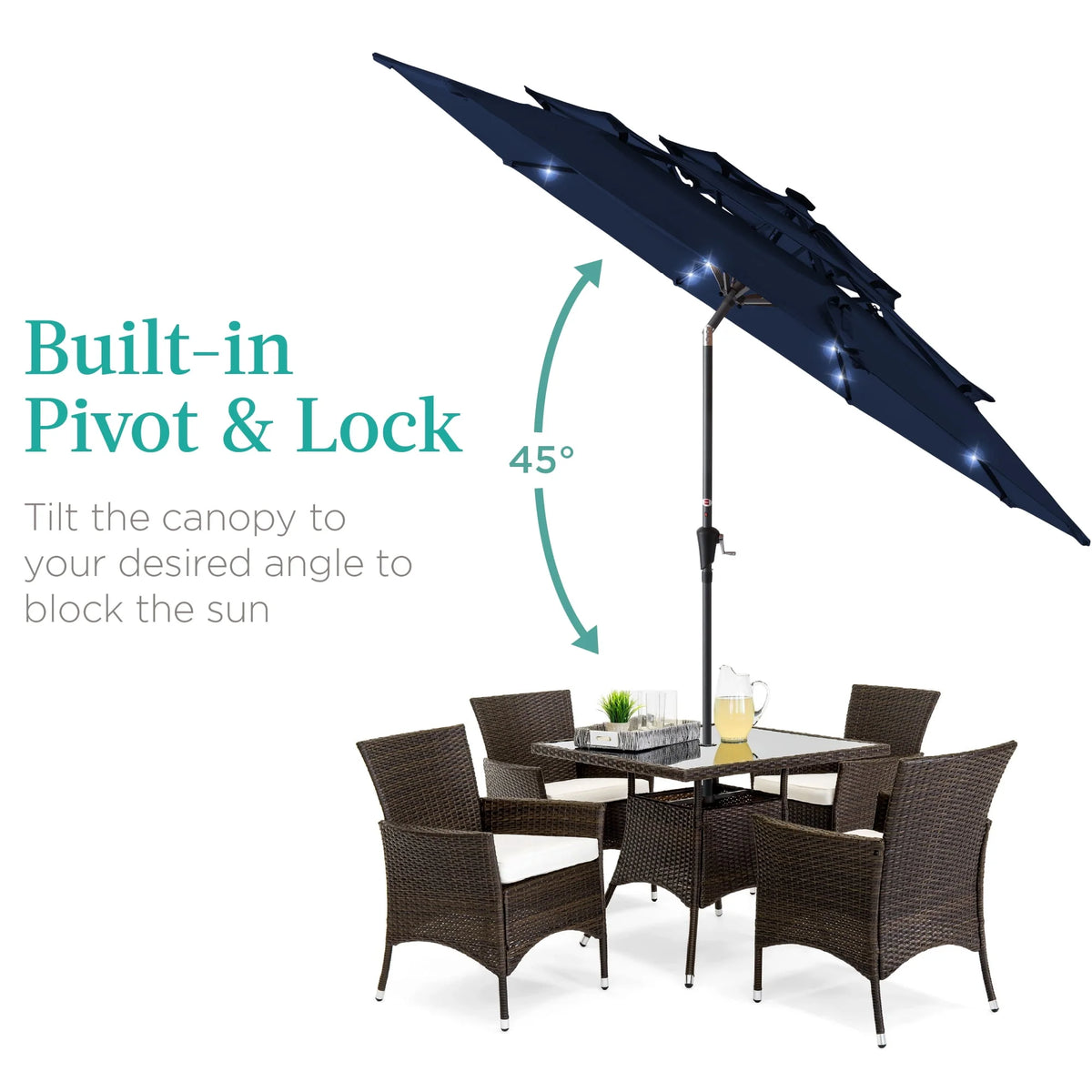 10ft 3-Tier Solar Patio Umbrella with 24 LED Lights E296906