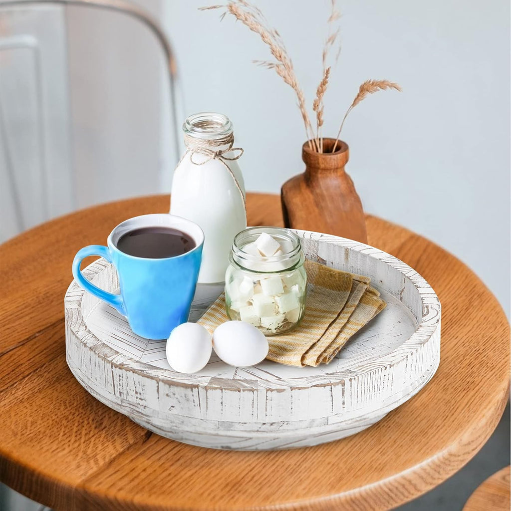 White Round Wood Lazy Susan 12 Inch B8368