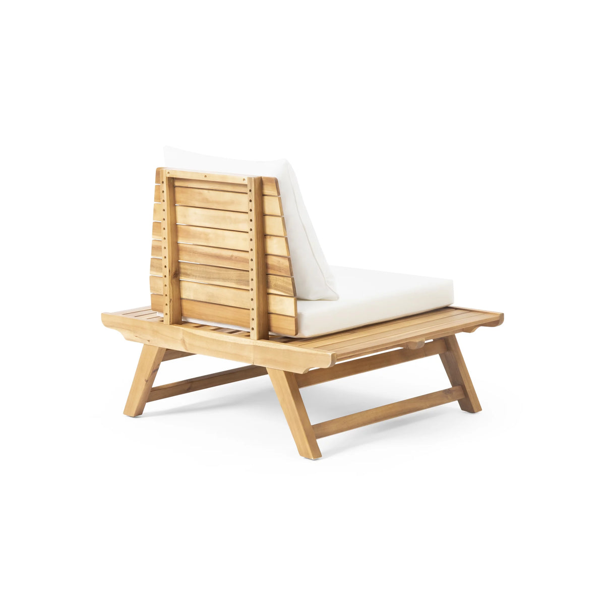 White Outdoor Wood Club Chair with Cushion Set of 2 P8033