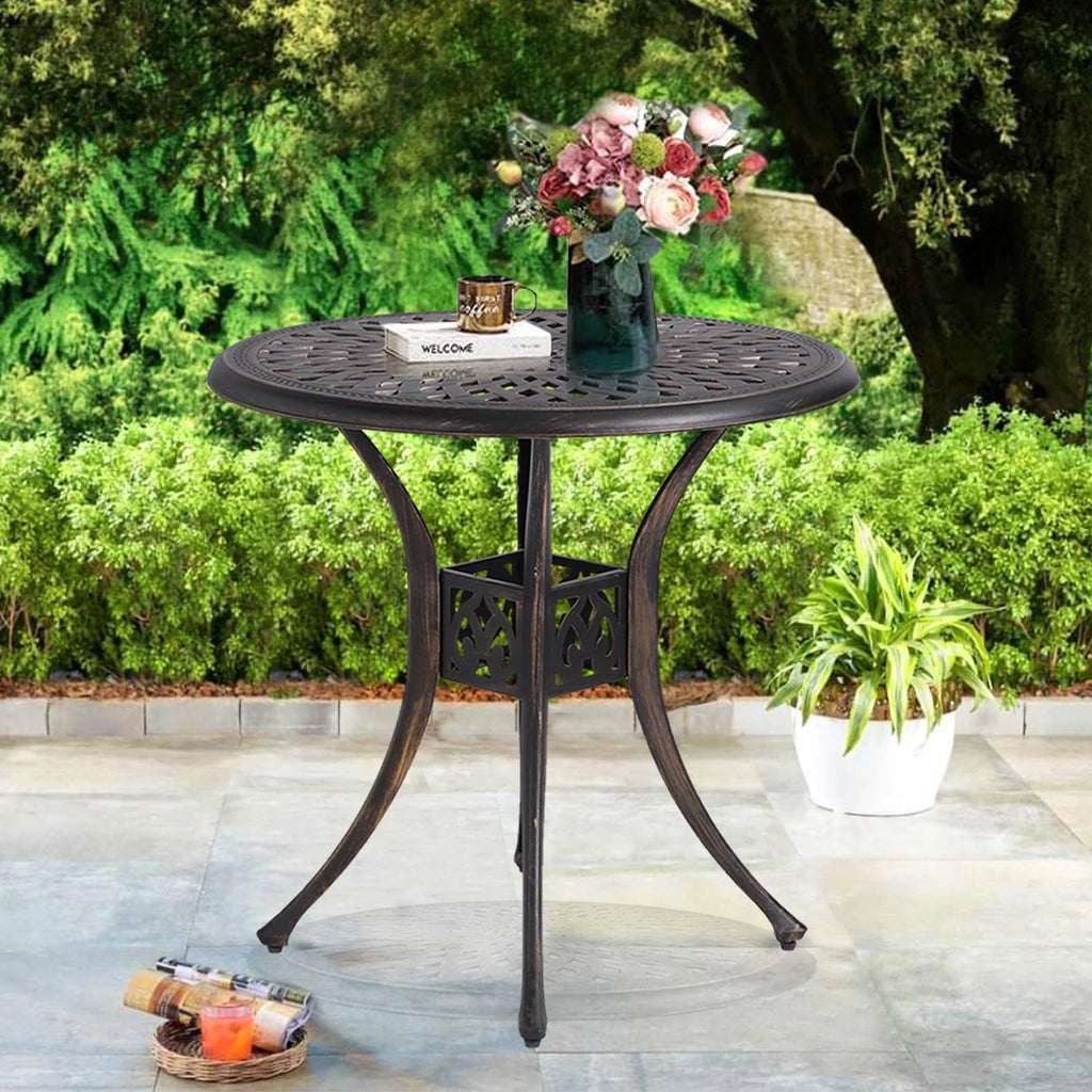 Cast Aluminum Round Dining Table with Umbrella Hole M918384
