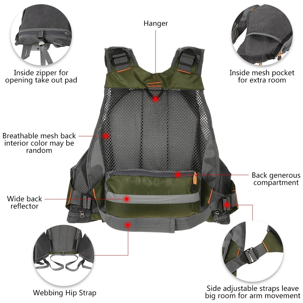 209lb Breathable Padded Polyester Mesh Fishing Life Vest V292054