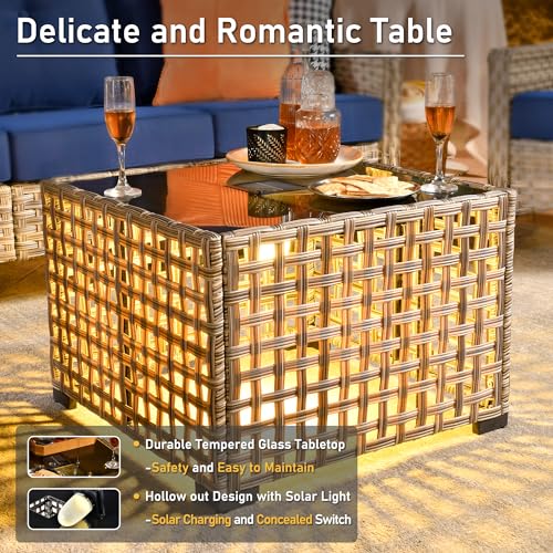 6 Piece Outdoor Wicker Patio Furniture Set with Fire Pit Table (Red) U981014