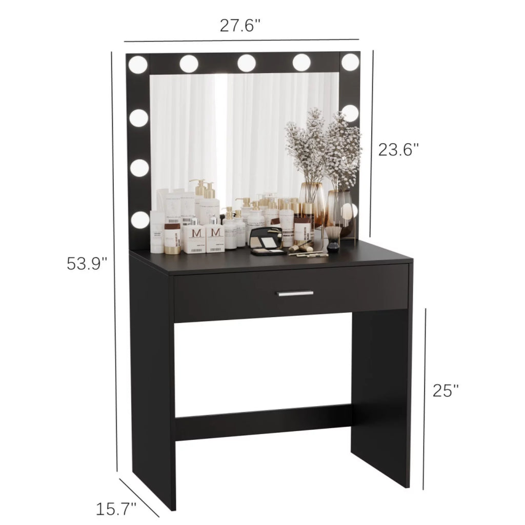 Black Makeup Vanity Table with Mirror Y41753
