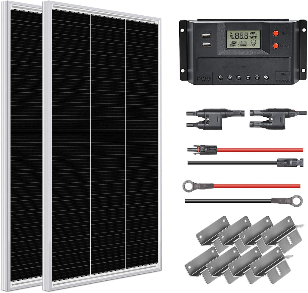 12 Volt 200 Watt Monocrystalline Solar Panel Starter Kit P85461