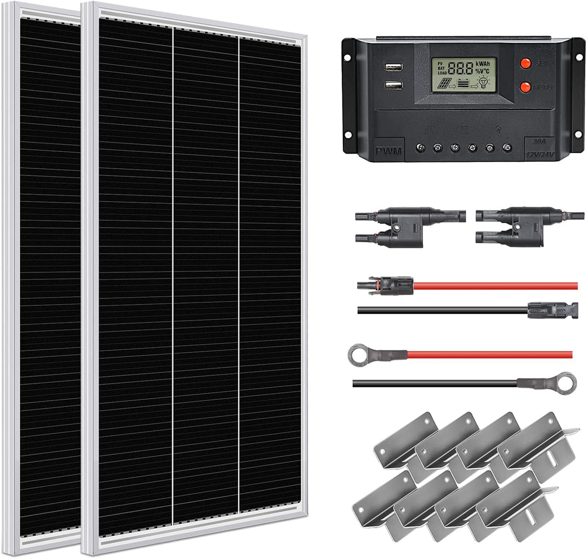 12 Volt 200 Watt Monocrystalline Solar Panel Starter Kit P85461