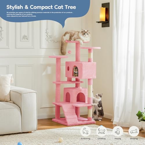Dark Grey Multi-Level Cat Tree with 2 Condos and Scratching Posts X7046