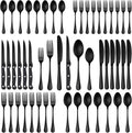 48 Piece Matte Black Stainless Steel Flatware Set with Steak Knives V449100