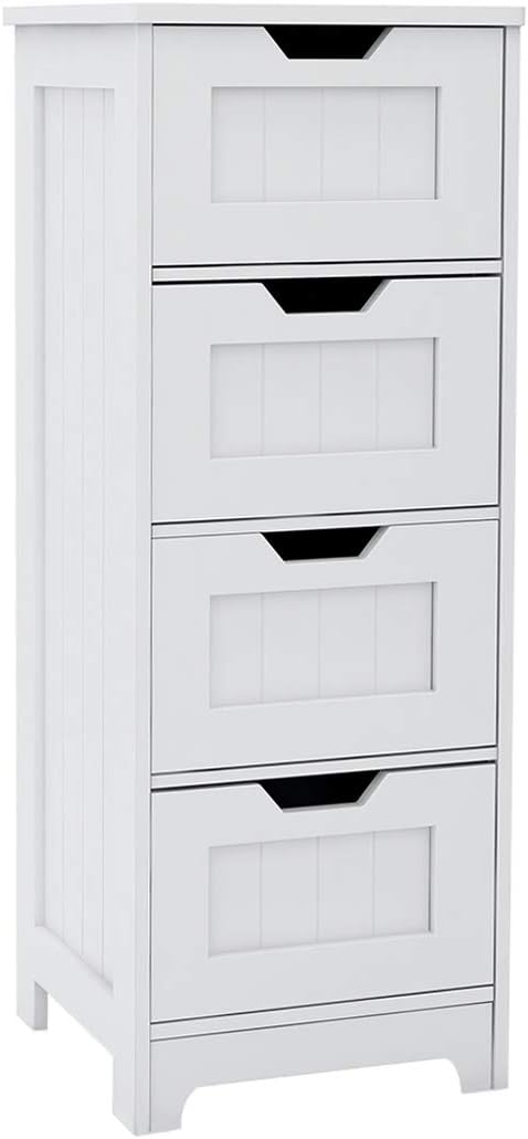 White Freestanding Storage Cabinet with 4 Drawers F3323