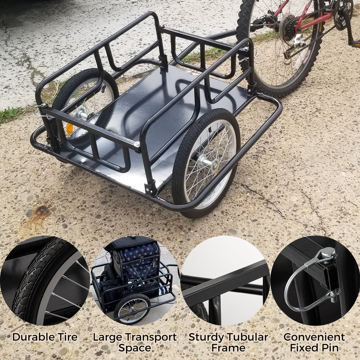 Foldable Bike Cargo Trailer with 16'' Wheels I7417