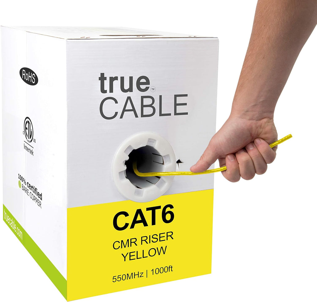 1000ft Yellow 23AWG 4 Pair Solid Bare Copper Bulk Ethernet Cable Z639393