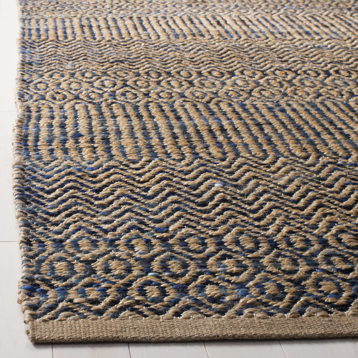 Navy Natural Abstract Geometric Area Rug O94851