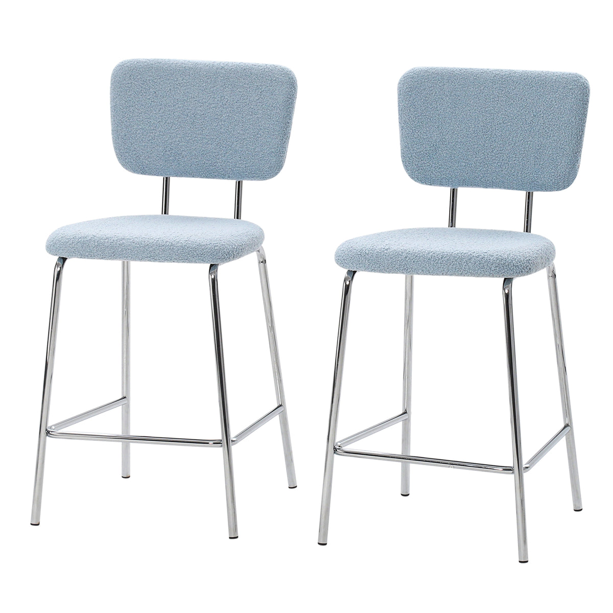 Blue Boucle 24in Counter Height Bar Stools Set of 2 Z874