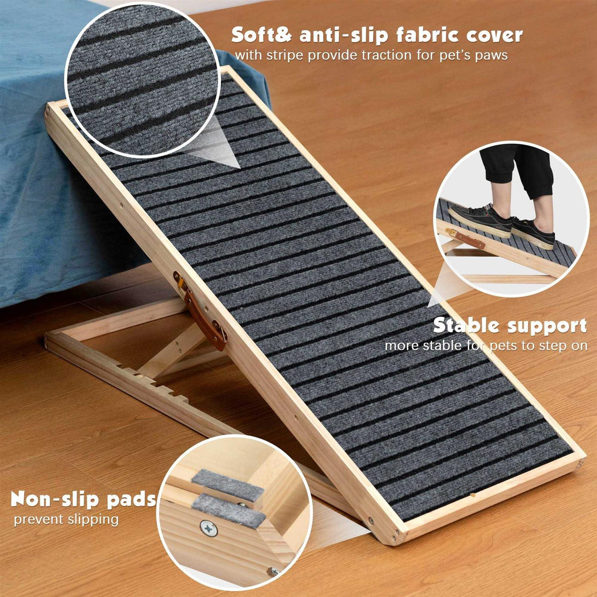 Folding Height Adjustable Non-slip Dog Ramp F4538