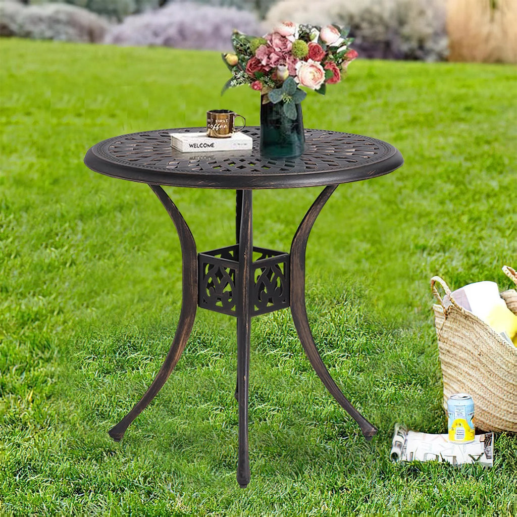 Cast Aluminum Round Dining Table with Umbrella Hole M918384