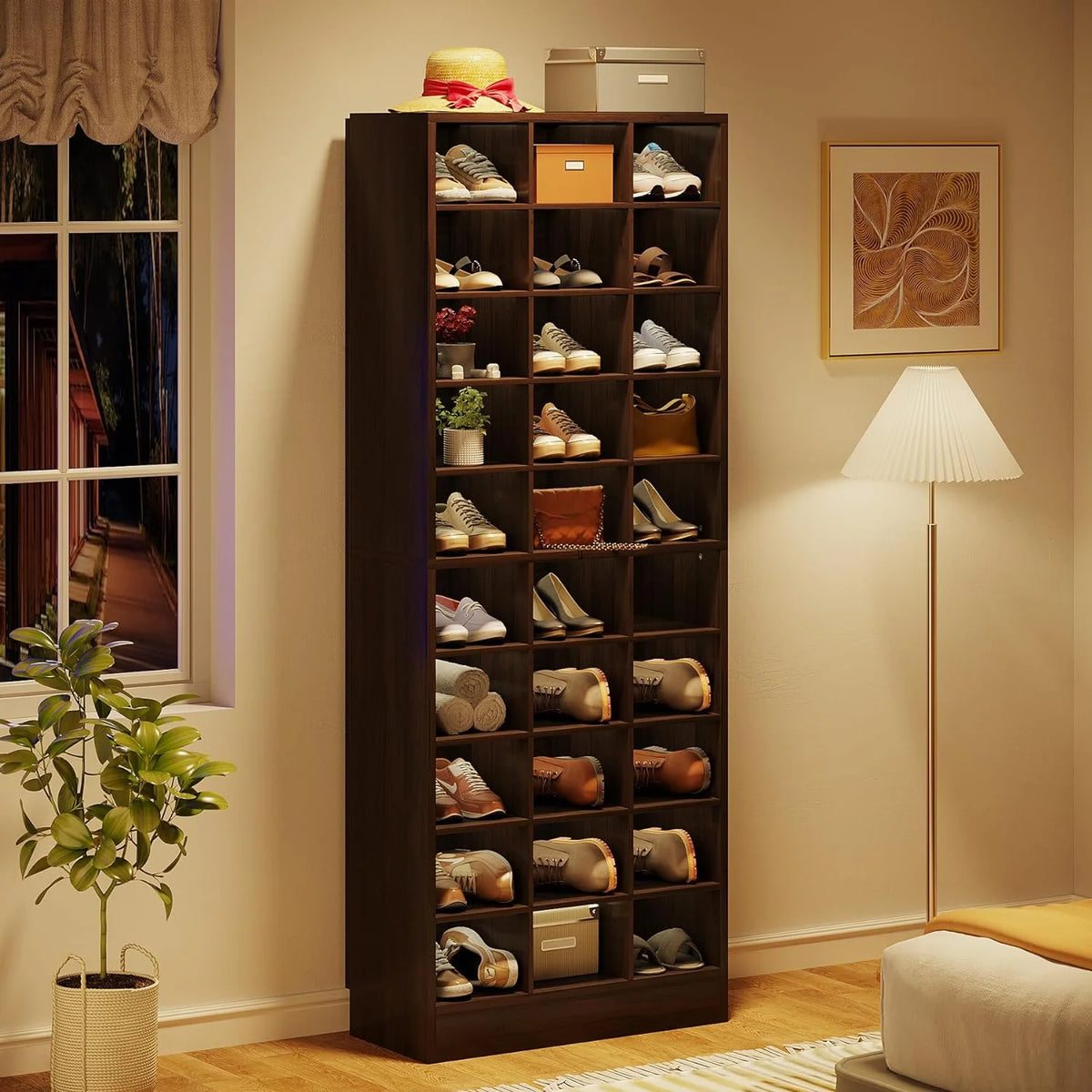 10-Tier Wooden Shoe Storage Cabinet with 30 Cubbies N427138