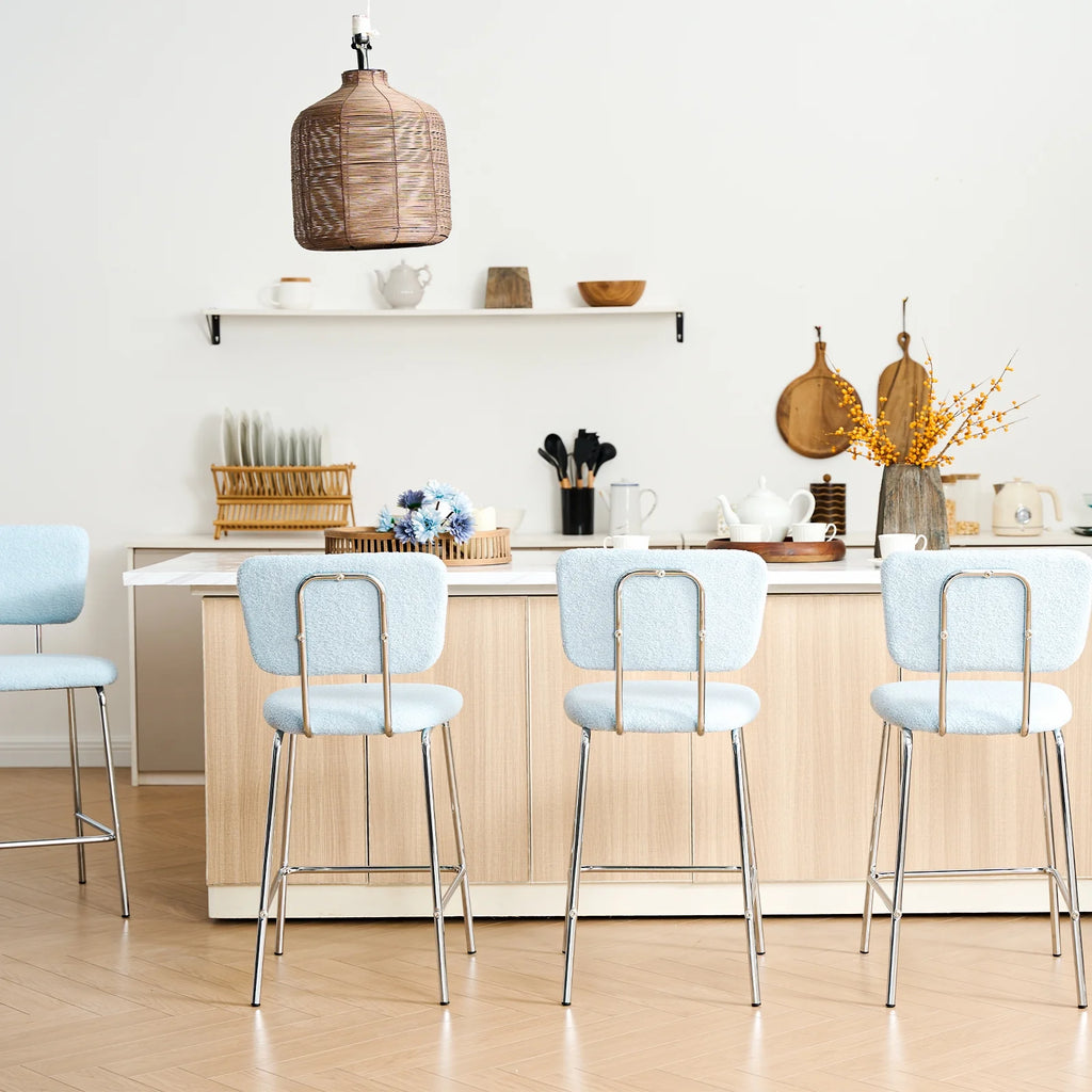 Blue Boucle 24in Counter Height Bar Stools Set of 2 Z874