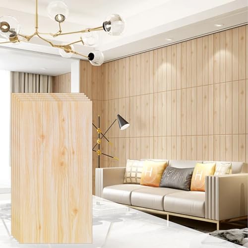 10-Sheet Peel and Stick Wood-Look, 28 in. x 14 in. Waterproof Stick on Wall (Light Oak) X112156
