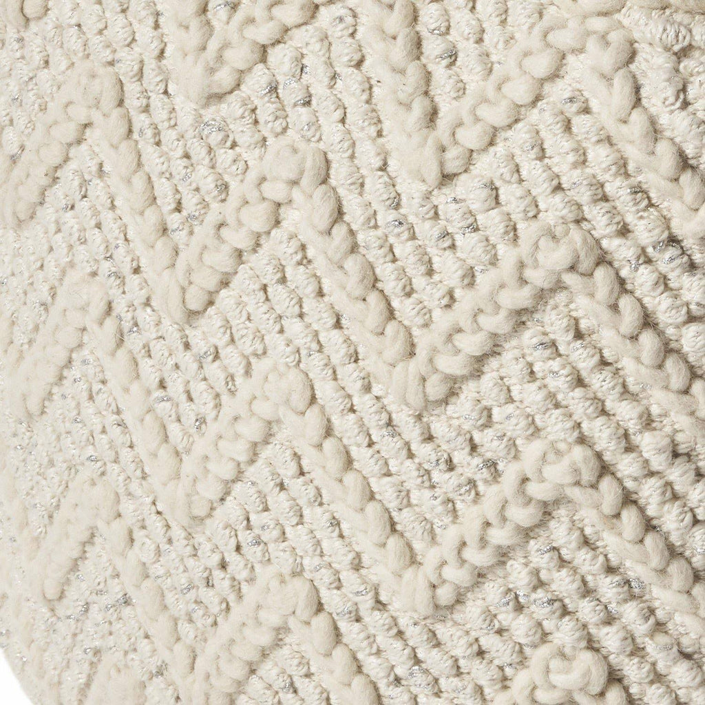 Ivory Chevron Cable Pouf D1226