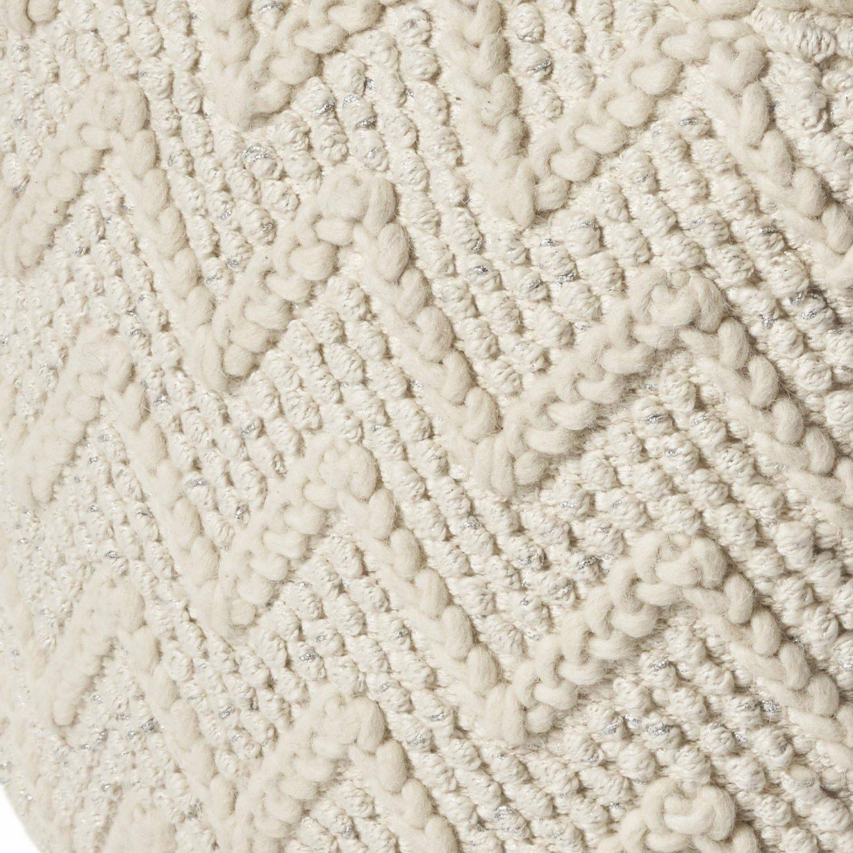 Ivory Chevron Cable Pouf D1226