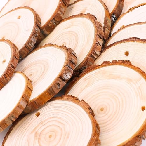 30 Pcs 2.4-2.8 Inches Natural Wood Slices C607713