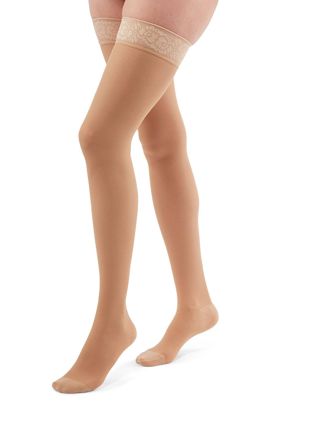 Transparent Sheer Closed Toe Thigh Highs 20-30 mmHg I56258