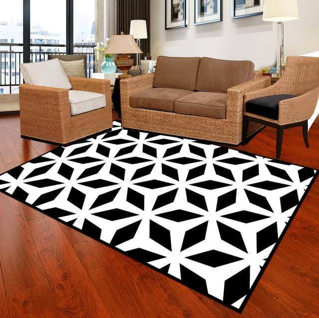 Geometric Carpet White Black H264335