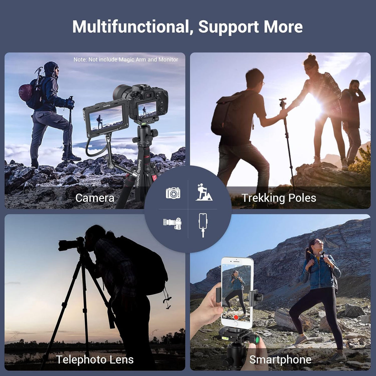 Aluminum Camera Tripod Monopod, Foldable, 360 Degree Ball Head, Quick Release Plate, Max. Payload 33lb, Pack of 2 G938