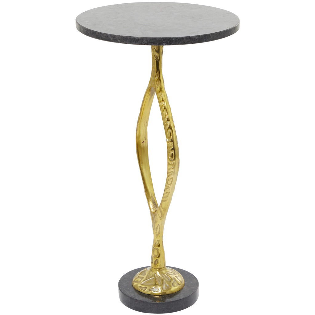 Gold Aluminum Accent Table with Black Marble Base Q64240