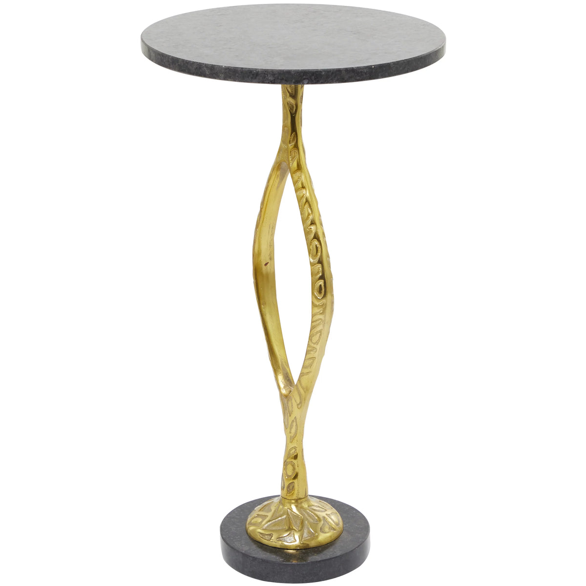 Gold Aluminum Accent Table with Black Marble Base Q64240