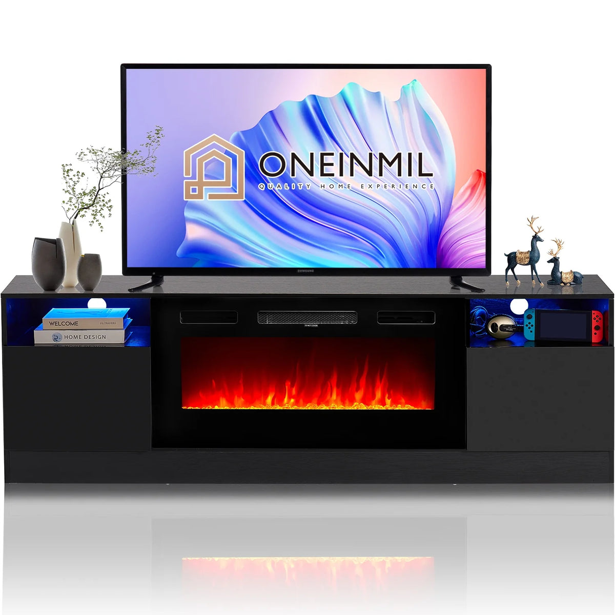 Black Fireplace TV Stand with 36'' Electric Fireplace F30208