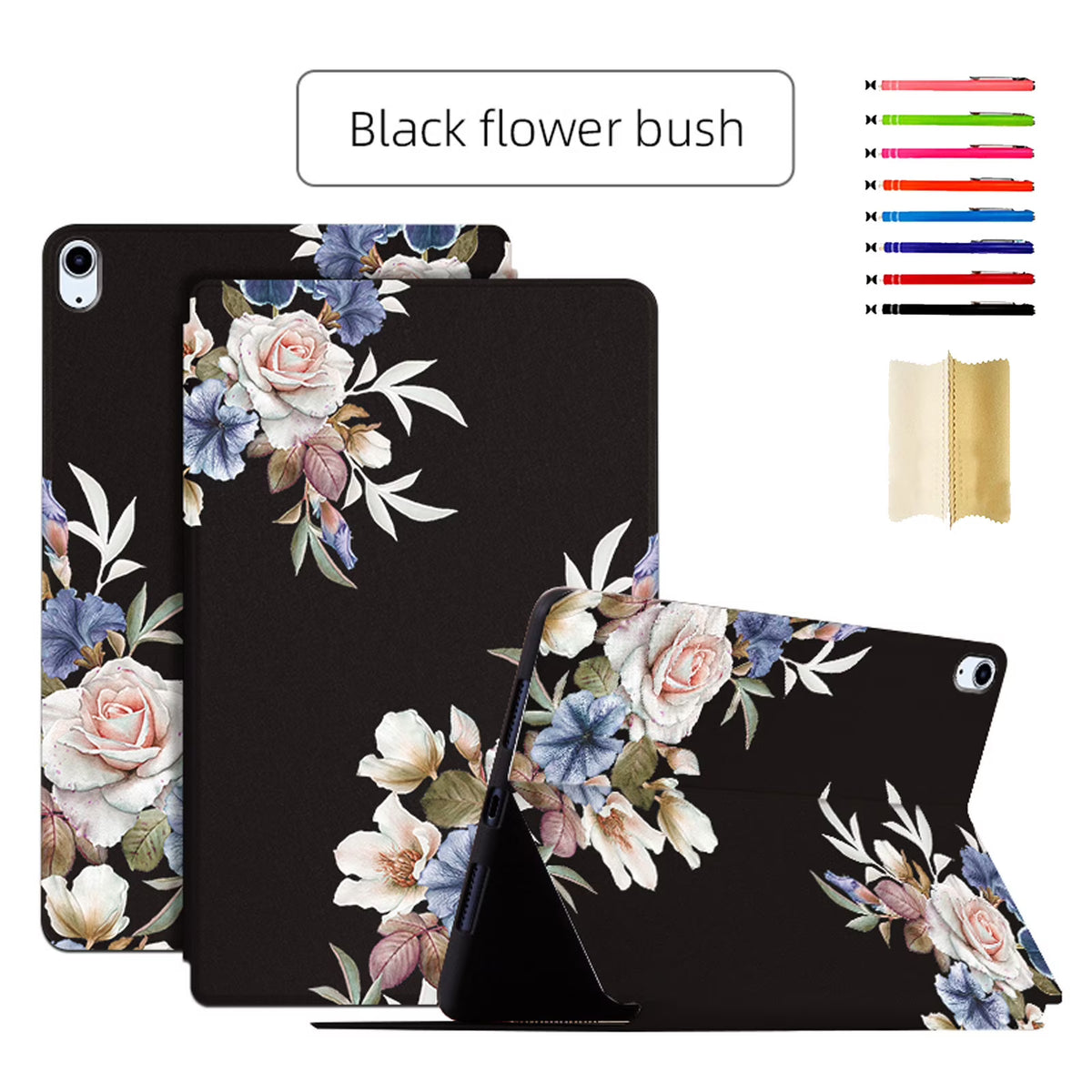 Black Flower Bush iPad 10.9 Inch Stand Cover D791478
