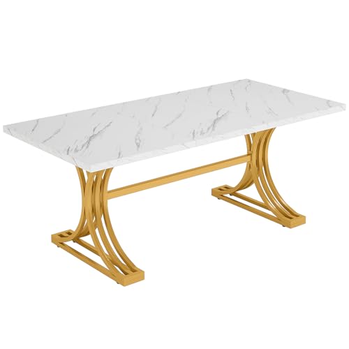 63-Inch Rectangular Dining Table with Grey Table Top and Metal Legs D2064