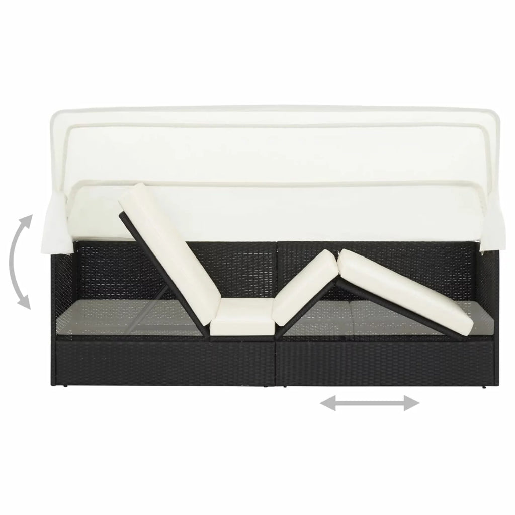 Adjustable Sun Lounger with Canopy and Cushion T150050