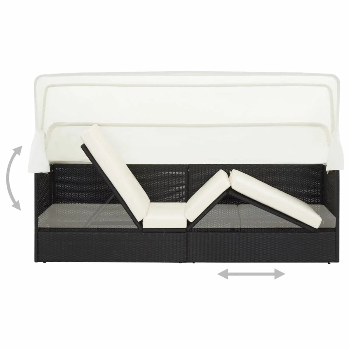 Adjustable Sun Lounger with Canopy and Cushion T150050