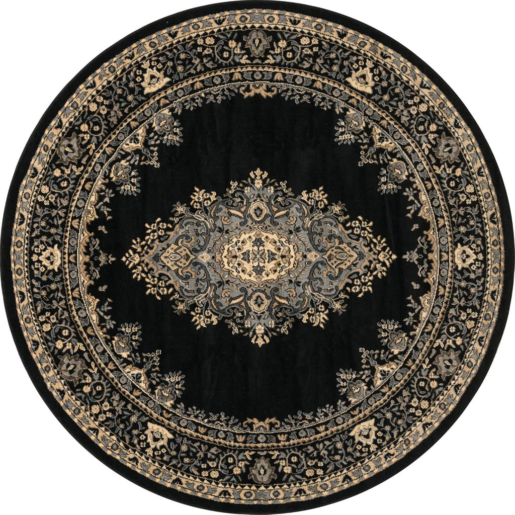 8 Ft Round Black Rug L18402