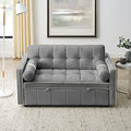 Grey Velvet 3-in-1 Sleeper Sofa Couch Bed with Pull-Out Bed W767089