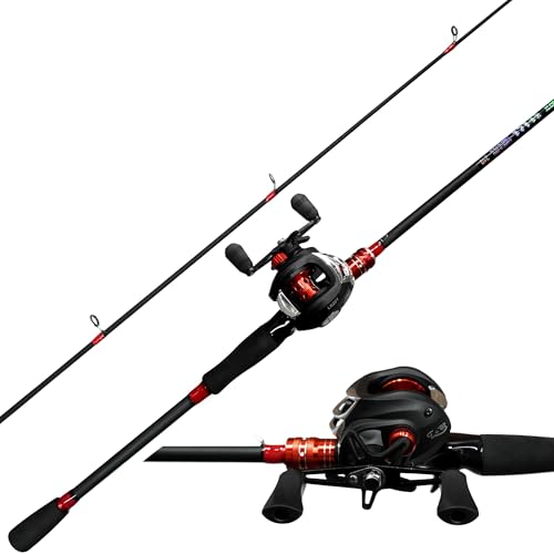 Fishing Rod and Reel Combo, 6 Foot 7 Foot 2-Piece, Fiberglass Carbon Fiber Rod with EVA Handle P8049