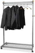 Chrome Coat Rack, 36 Hangers, Metallic Gray Q395