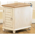 Chair Side Table, 16 inch x 25 inch x 24 inch, Bisque with Natural Pine Q386