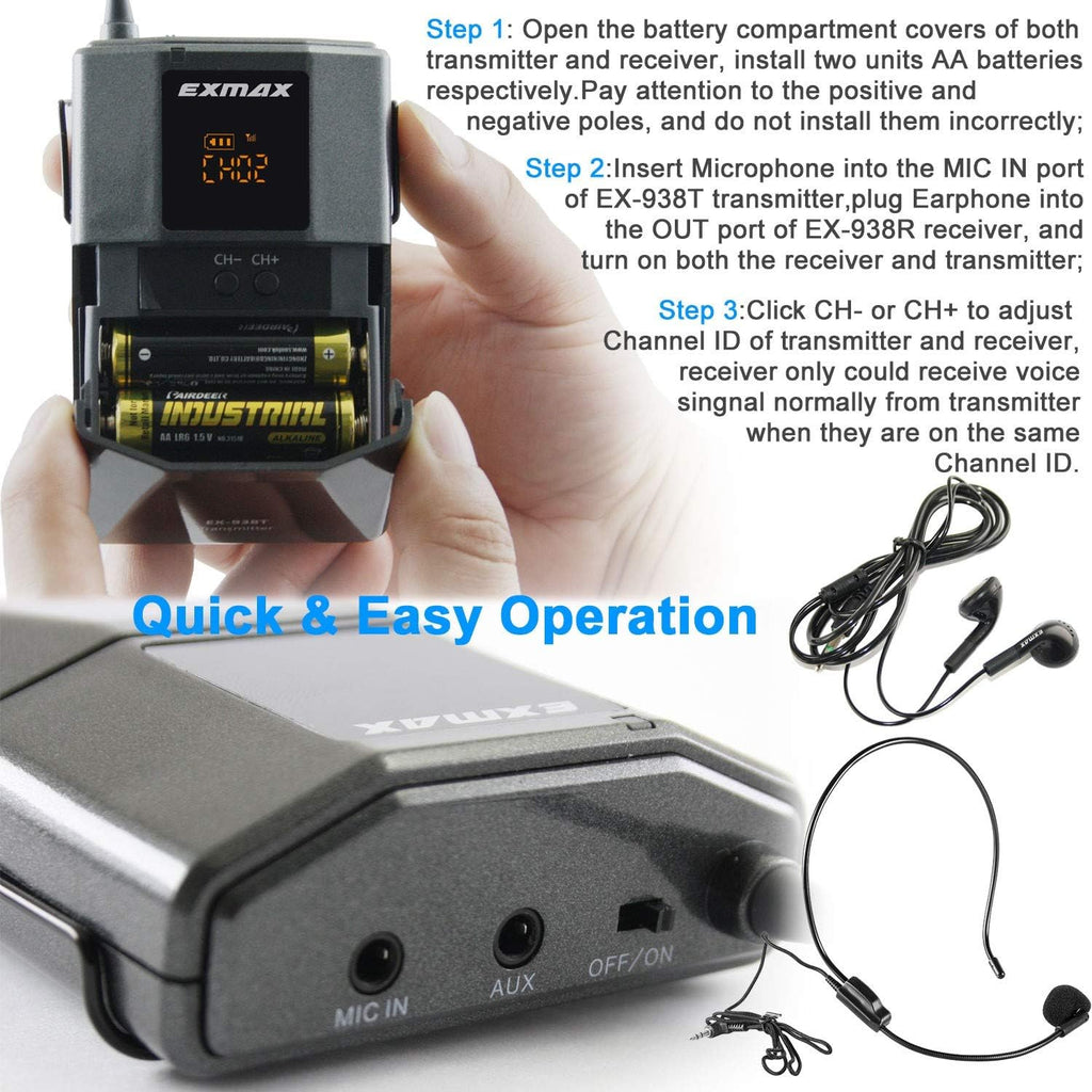 Wireless Headset Microphone Tour Guide System (1 Transmitter 20 Receivers with Silver Aluminum Storage Case) F346440