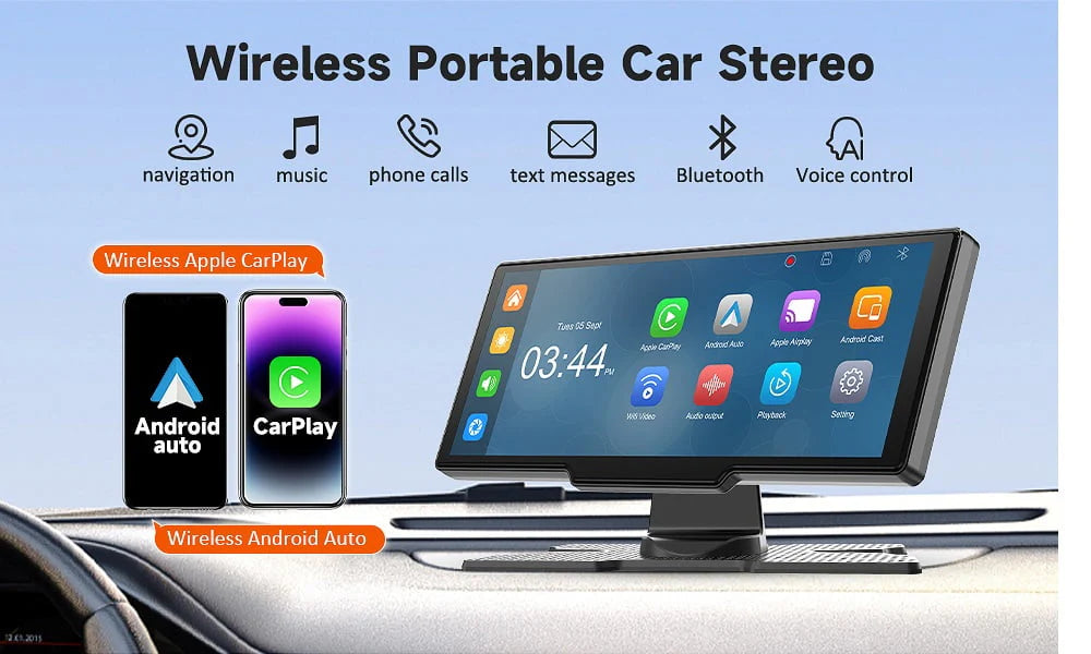 Wireless Apple Carplay Android Auto Car Stereo 10.26 Touch Screen 2.5K Dash Cam E4985